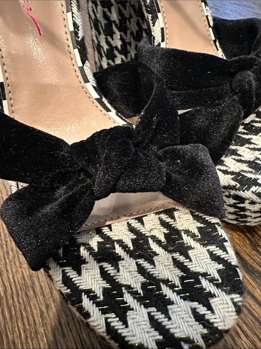 Betsey Johnson Black & White Houndstooth Platform Sandals